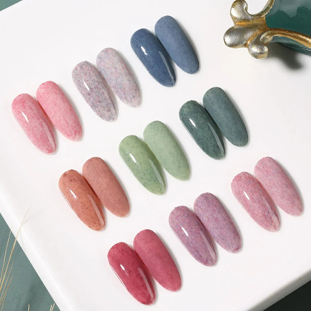 Vendeeni 9 Color/Set Furs Fluff Gel Nail Polish Semi Permanent UV LED Soak Off Gel Varnish DIY Plush Velvet Nail Art Gel Lacquer