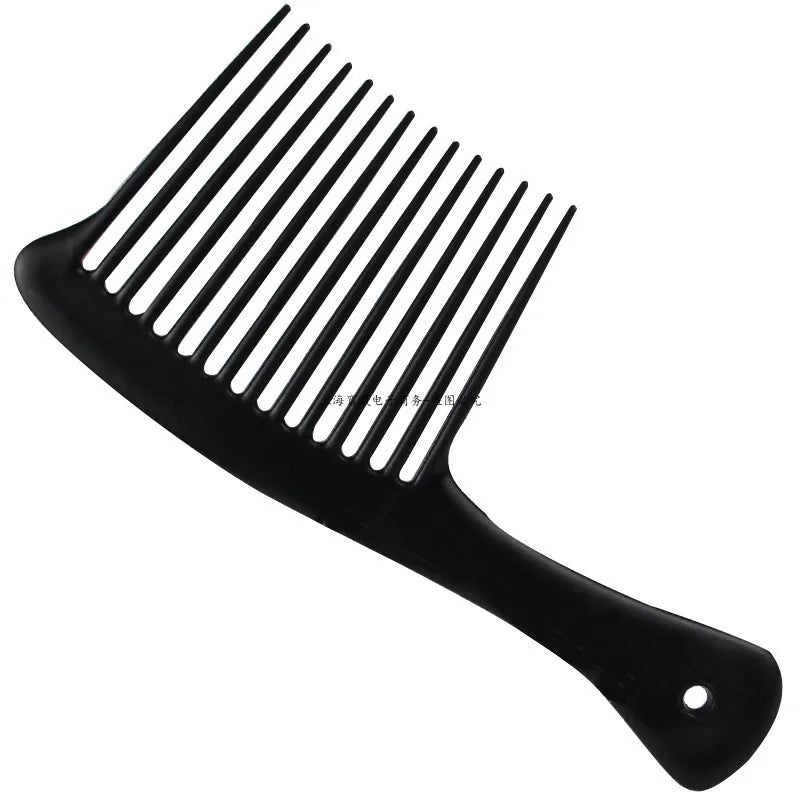 5PCS Black Large Wide Tooth Comb with Hook Handle Hair Loss Reduction Detangling Styling Brush for Salon Dyeing Haircare Tools
