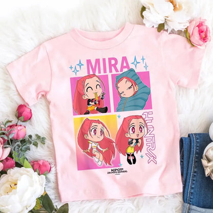 2026 Summer Kpop Demon Hunters T Shirt Kids Cartoon Anime Meme Print Clothes Round Neck Basic Boys Tops Casual Shirts Gift
