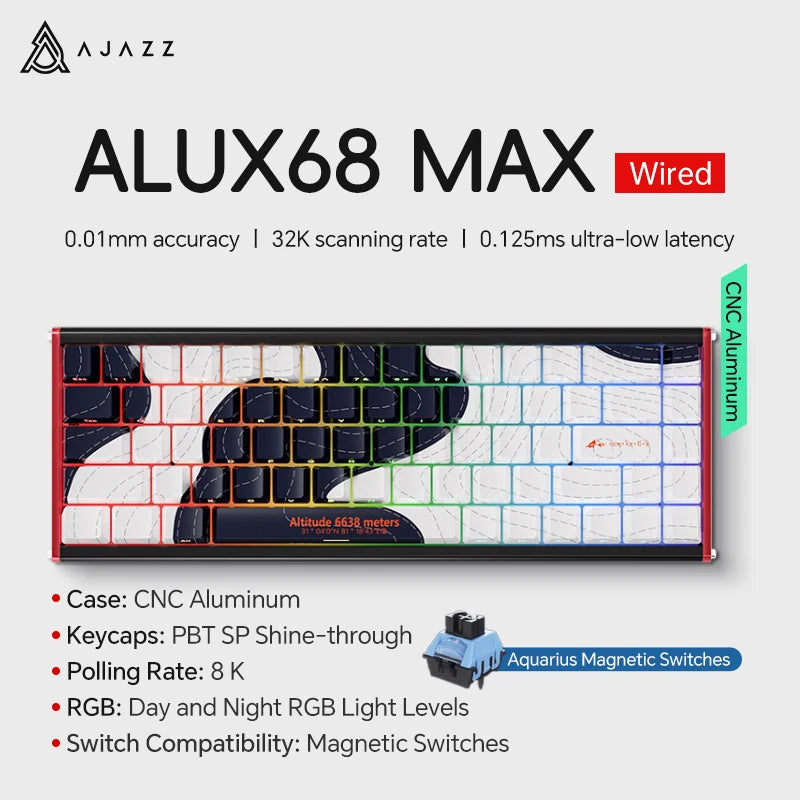 AJAZZ AK680 MAX/V2 Mechanical Keyboard HE Hall Effect Switch 60% 8k/1K RGB Wired/Wireless Gaming Rapid Trigger Magnetic Keyboard