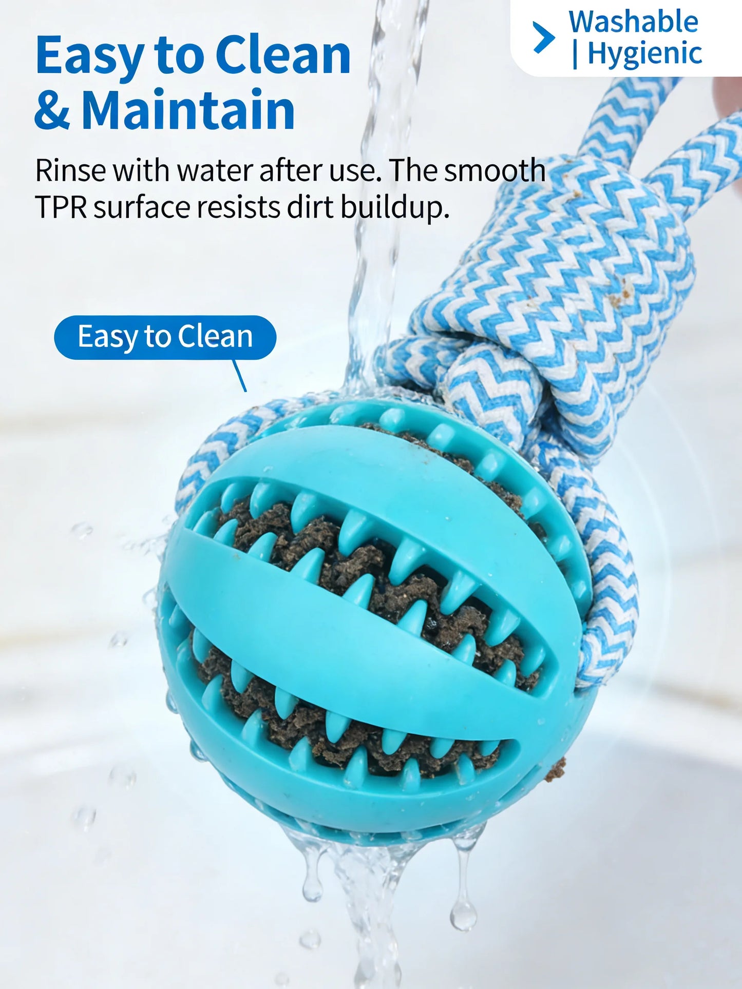 2-in-1 Dog Chew Toy with Treat Dispenser Durable Cotton Rope Natural Rubber Ball for Small Medium Dogs Teeth Cleaning