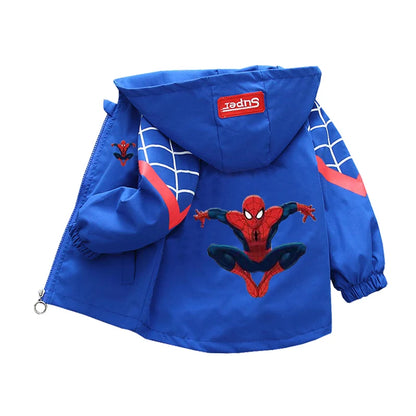 Boys Spiderman Hooded Jackets 1-10 Years Girls Spring Autumn Stitch Print Sports Coats Children Cartoon Outerwear Kids Clothes