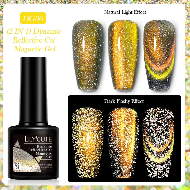 LILYCUTE 7ml 9D Cat Magnetic Gel Nail Polish Iridescent Magnet Semi Permanent Soak Off UV LED Manicure For Nail Art Gel Varnish