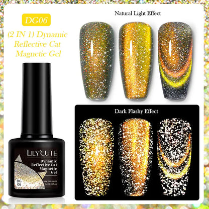 LILYCUTE 7ml 9D Cat Magnetic Gel Nail Polish Iridescent Magnet Semi Permanent Soak Off UV LED Manicure For Nail Art Gel Varnish