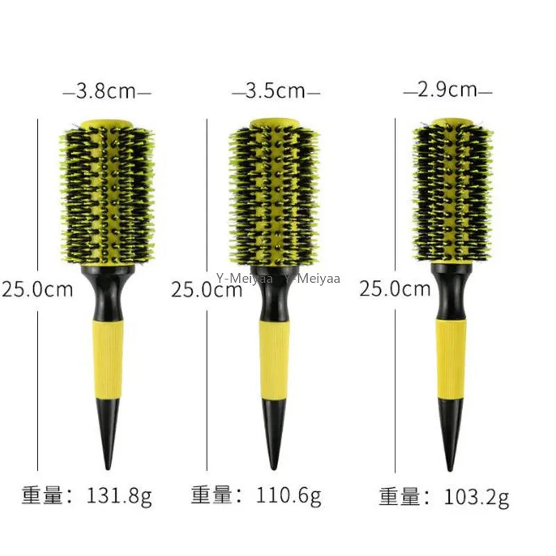 Professional 1/6pcs Boar Bristle Wooden Hair Comb Round Hair Brush Curling Combs Woman Hair Curlerl Hairdresser Styling Tool