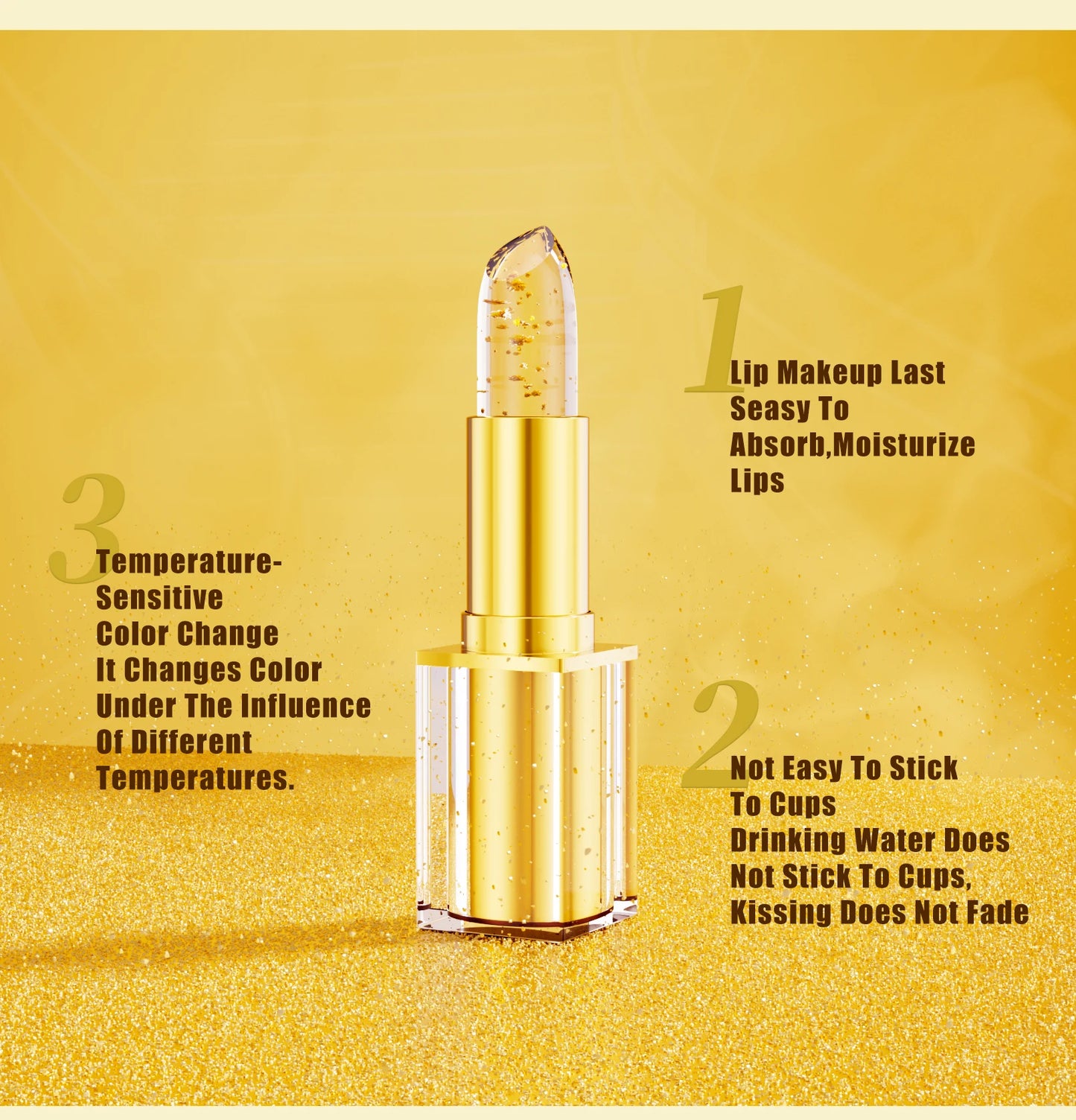 Temperature Color Changing Women Flower Lipstick Transparent Waterproof Moisturizing Crystal Jelly Pearlescent Lip Balm Cosmetic