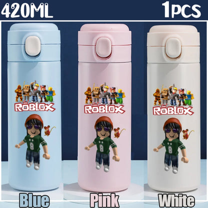 Roblox Anime Water Bottle DynaBlocks 304 Stainless Steel Thermos Cup 420ML Gourde Game Straight Drinking Cup Holiday Gifts