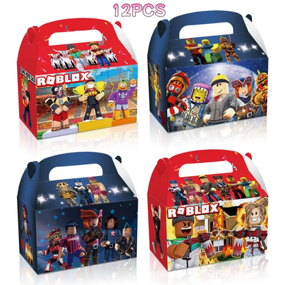 12Pcs/Set Roblox Theme Game Birthday Party Decoration Gift Boxes Anime Pattern Thanks Candy Gift Bag Kid Birthday Party Supplies