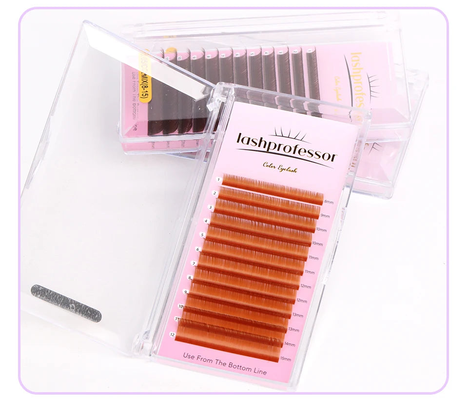 Brown Individual Eyelashes Extension 8-15 Mixed Lash Colorful Premium Dark Brown Lashes Soft Natural Mink False Eyelashes Makeup