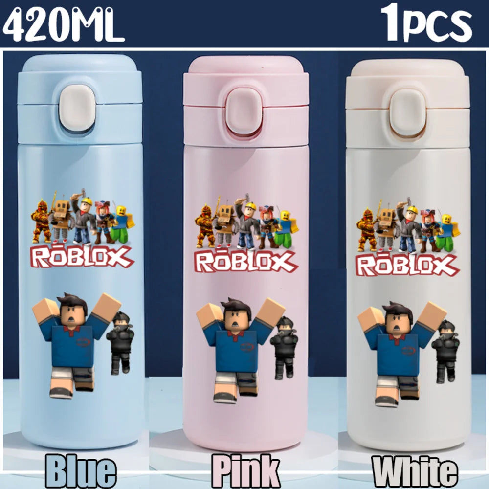 Roblox Anime Water Bottle DynaBlocks 304 Stainless Steel Thermos Cup 420ML Gourde Game Straight Drinking Cup Holiday Gifts