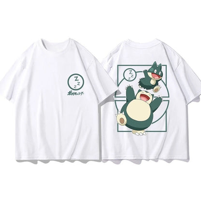 Pokémon Joint Peripheral Products Short Sleeve T-Shirt Gengar Psyduck Mewtwo Printed Men's Boys and Girls Summer New Fashion Top