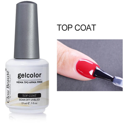 Clou Beaute 15ml Red Color Gel Polish Vernis Semi Permanent UV Varnish Gel Nail Polish Hema TPO Free Nails Art Manicure TOP BASE