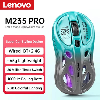 Lenovo Tri-mode Wireless Bluetooth Mouse Lightweight Computer Rgb Illuminated Gaming Mouse Portable Tablet Universal Mouse