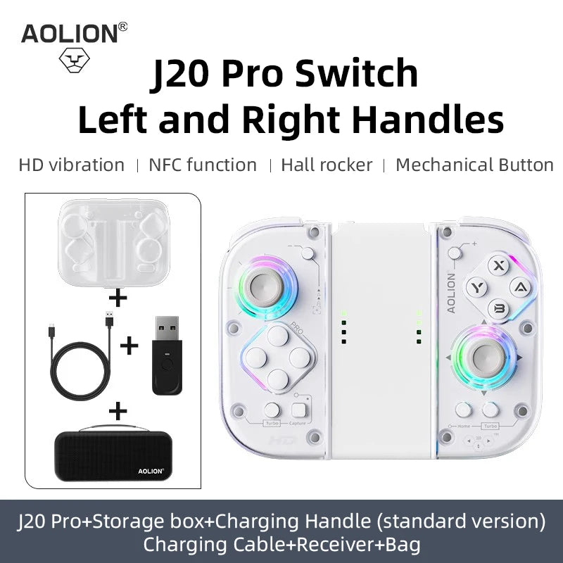 Aolion J20 Knight Wireless Gamepad with Left And Right Switch Hall Joystick Motion Sensing Custom For NS Joycon Game Accessories