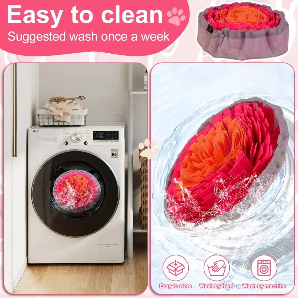 Washable Felt Pet Sniffing Pad Foldable Dog Nosework Feeding Mat Toy Dog Training Natural Foraging Snuff Mat