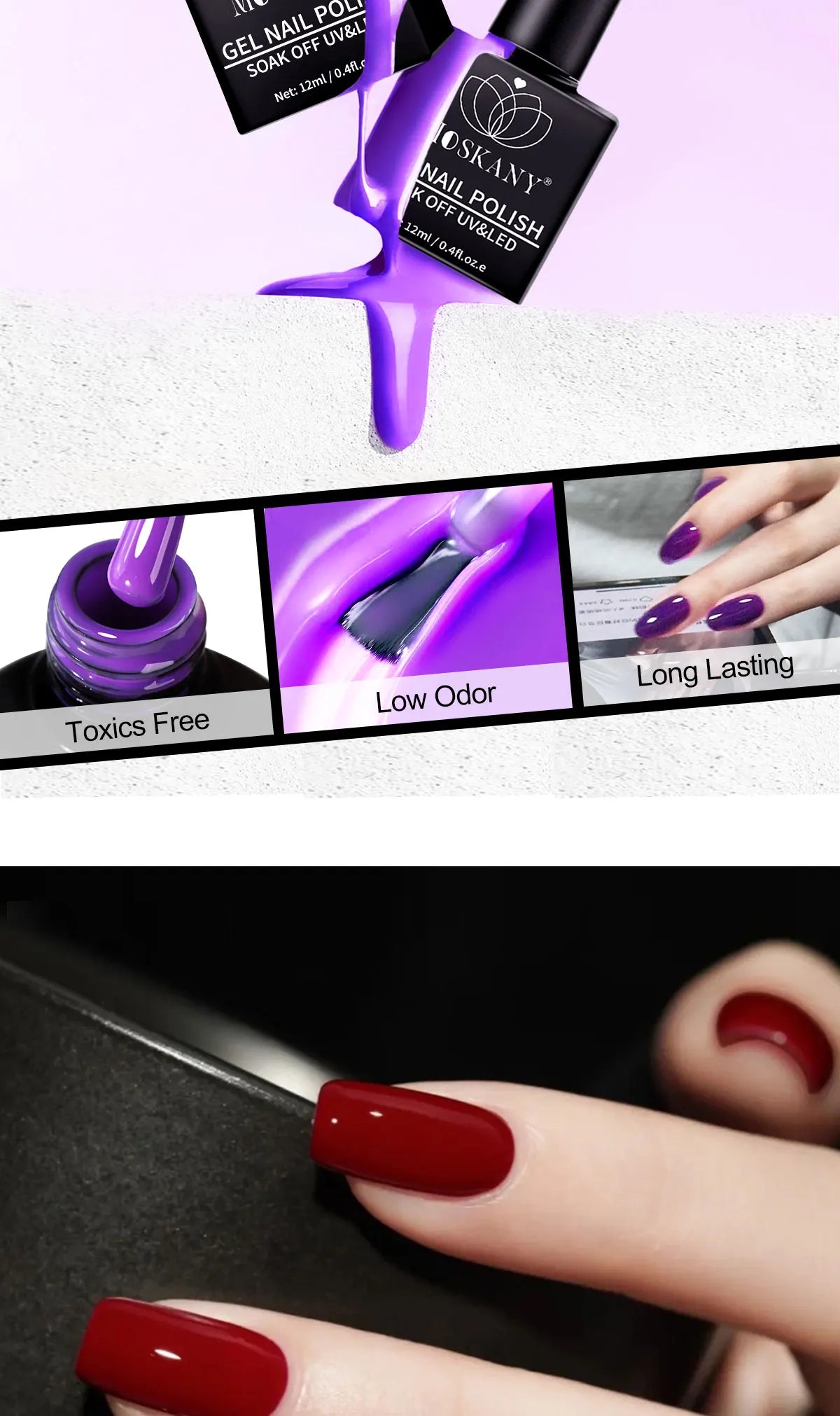 MOSKANY 12ML Nail UV Gel Polish Set Pink Red Manicure 6 Color Soak Off Semi Permanent UV Gel Polish Varnish Kit Nails Supplies