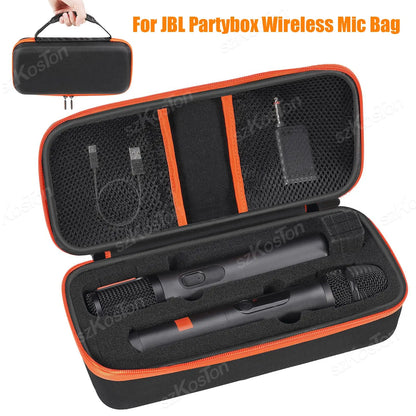 Travel Storage Bag Wireless Microphone Case Compatible with JBL 2 Mic Adjustable DIY Foam for Partybox Mic Portable Bag