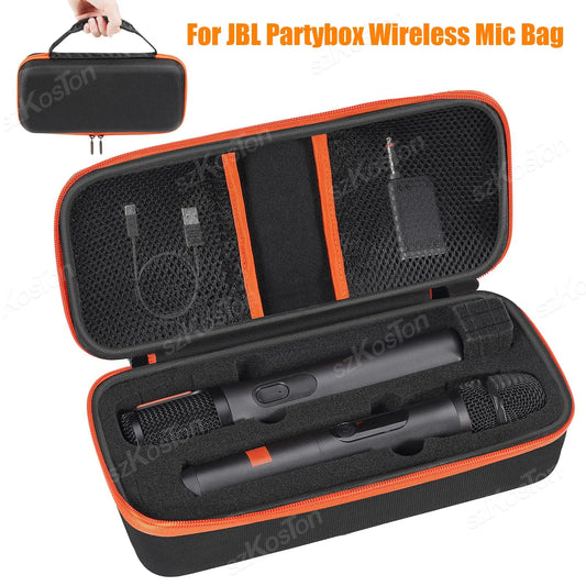 Travel Storage Bag Wireless Microphone Case Compatible with JBL 2 Mic Adjustable DIY Foam for Partybox Mic Portable Bag