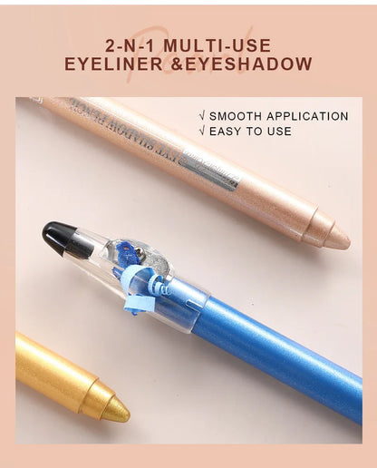 Metallic Blue Pearlescent Eyeshadow Pencil Stick Lasting Waterproof Smoky Glitter Grey White Purple Eye Shadow Highlighter Pen
