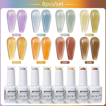 Arte Clavo 8Pcs/Set Gel Nail Polish Set 15ml Colorful Semi Permanent For Manicure Varnish Soak Off UV LED Nail Art Gel Kits