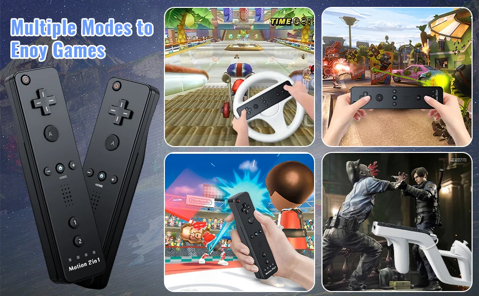 2 in 1 For Nintendo Wii Controller Set Optional Motion Plus Joystick Wireless Remote Gamepad with Silicone Case Video Game