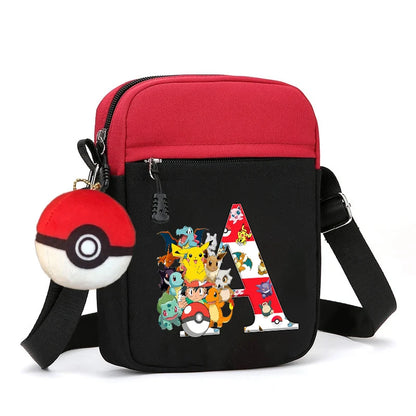 Cute Pokemons Letter A-Z Chest Packs Anime Pikachus Boy Girl Daily Travel Phone Pouch Shoulder Bag Outdoor Sport Crossbody