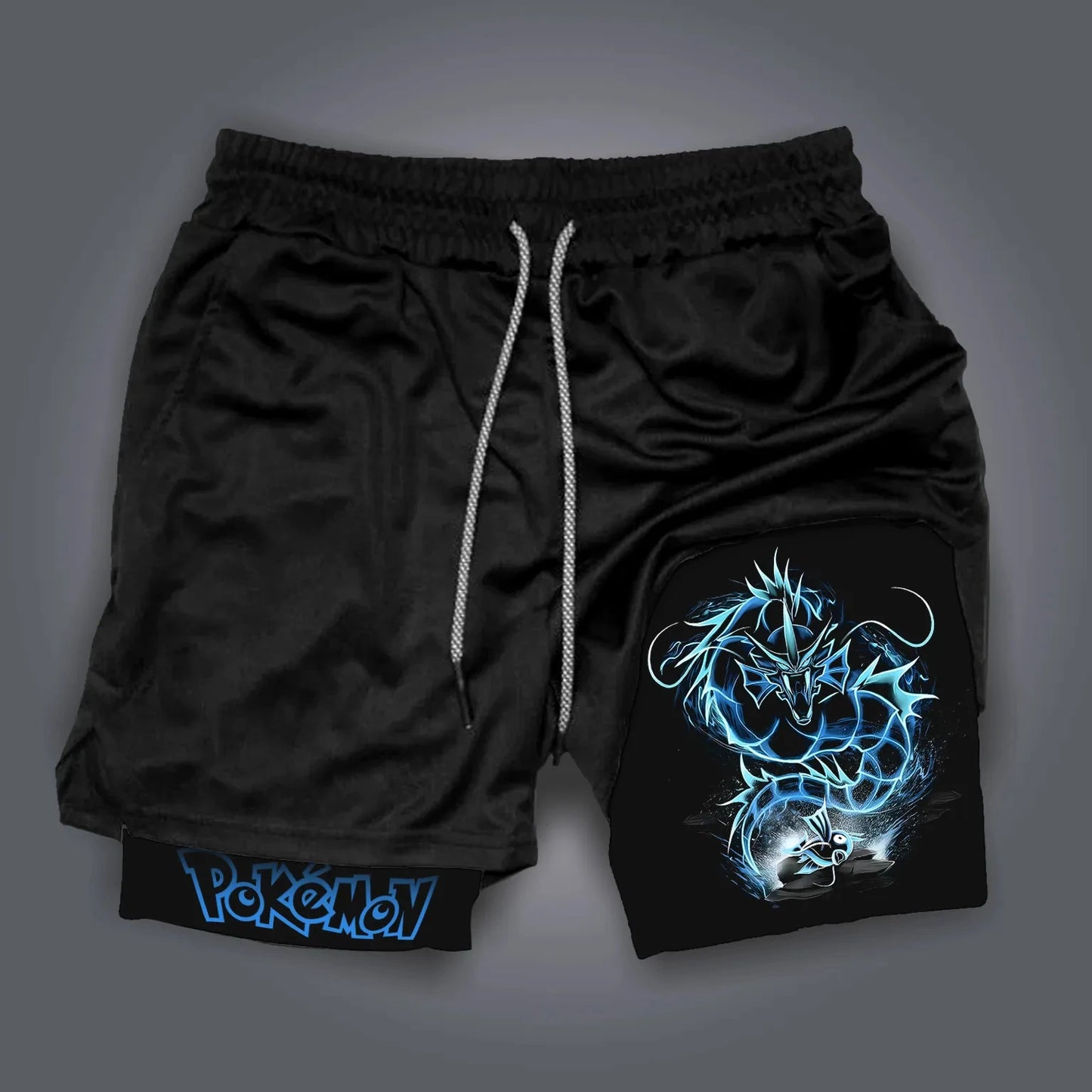 Pokémon Animation Derivatives Men's Fake Two Shorts Streetwear Pikachu Print GYM Sports Men's 2025 Summer Fashion Street Shorts