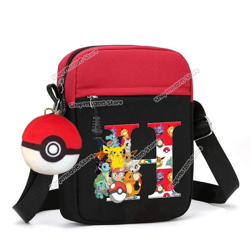 Cute Pokemons Letter A-Z Chest Packs Anime Pikachus Boy Girl Daily Travel Phone Pouch Shoulder Bag Outdoor Sport Crossbody