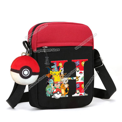 Cute Pokemons Letter A-Z Chest Packs Anime Pikachus Boy Girl Daily Travel Phone Pouch Shoulder Bag Outdoor Sport Crossbody