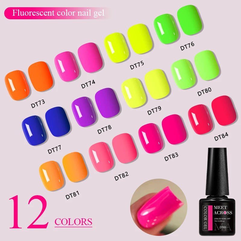 7ml Fluorescent Gel Nail Polish Ultra Bright Colors Spring Summer Nail Salon Supplies UV LED Long-Lasting Varnish DIY Manicure