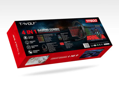 T-WOLF 4-in-1 Ultimate Gaming Combo: RGB Keyboard, Mouse, Headset & Pad