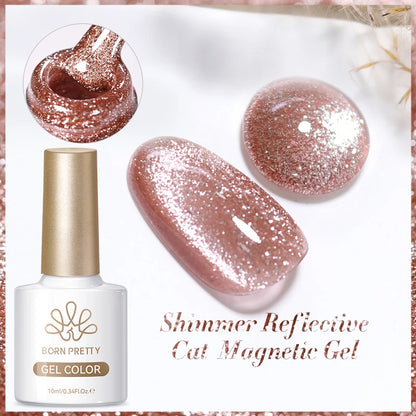 BORN PRETTY Sparkling Glass Bead Cat Magnetic Gel Nail Polish Flash White Spar Red Color Semi Permanent Soak Off UV Gel Varnish