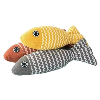 Burlap Cat Toy Cat Mint Fish Pet Chew Toy Cat Fun Interactive Soft Lifelike Fish Kitten Self-Happiness Training Toy Cat Supplies