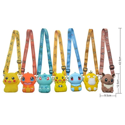 Pokemon Anime Pikachu Lovely Fashion Bag Princess Small Storage Silicone Purse Messenger Cartoon Figures Model Toys Kids Gift