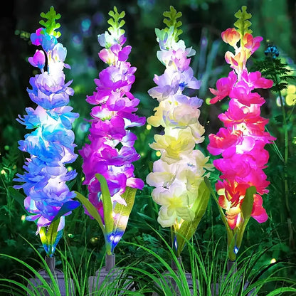 1pc Solar powered hyacinth lawn lights are suitable for courtyards, trails, holiday gatherings, gardens, and Mother's Day gifts