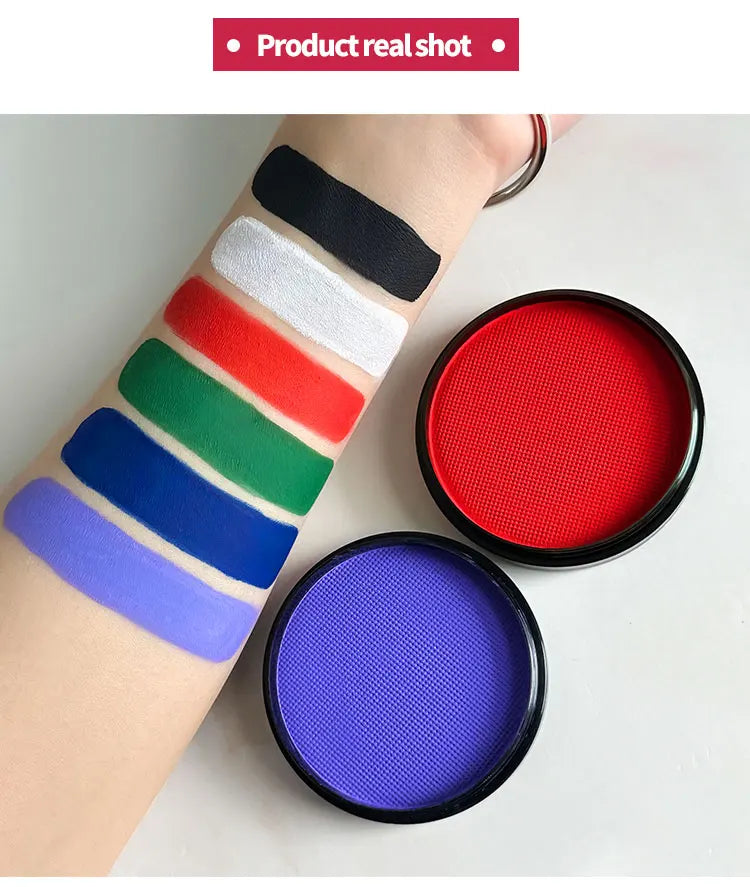 Black White Red 30G Monochromatic Water Solubility Body Makeup Face Paint with Brushes for Halloween Christmas Masquerade Party