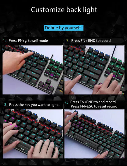 GK410 Professional Mechanical Keyboard: Metal Panel & RGB Backlit Gaming Edition