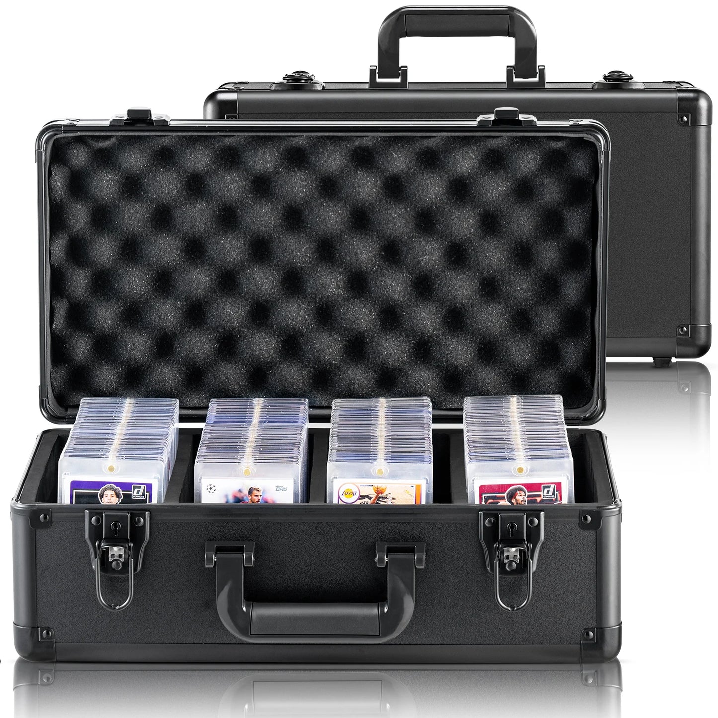 SucceBuy Graded Card Storage Box 4 Slots or 5Slots with Key Lock or Coded Lock Foam Dividers for 96/108/120/162 PSA Graded Cards