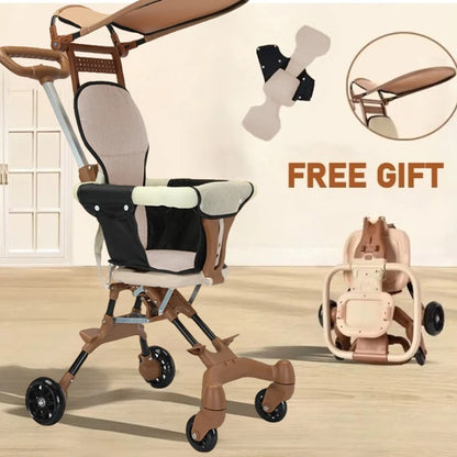 Baby Stroller for Toddler One-click Folding Lightweight Stroller Two-ways Baby Strolling Cart with Canopy Swivel Front Wheel