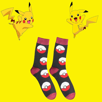 1/3/4 Pairs Pokemon Men's Fashion Trend Long Socks Cartoon Anime Figure Pikachu Eevee Gengar Unisex Athletic Harajuku Socks