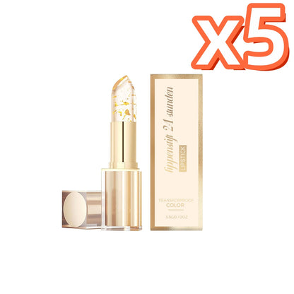 24K Gold Foil Color Changing Lipstick: Hyaluronic Acid Hydrating Lip Plumper