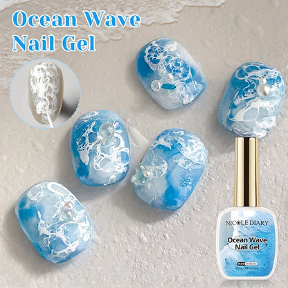 NICOLE DAIRY 15ml Bubble Ocean Wave Glue White Gel Nail Polish Summer Nail Poke Varnish UV LED Soak Off Gel For Nail Art Manicur