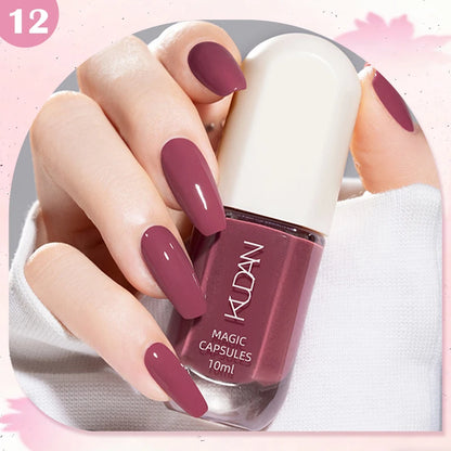 KUDAN Dark Burgundy Nail Polish, Alcohol-Free - Long-Lasting Formula Quick Drying Without Lighting, Glossy And Shiny Surface