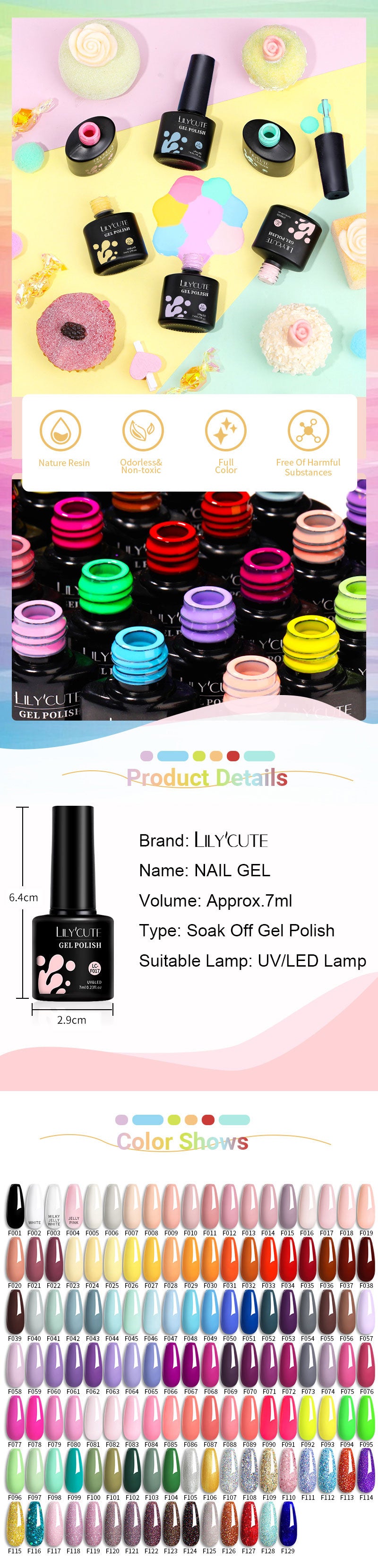 LILYCUTE 7ML Pink Glitter Nail Gel Polish Nude Natural Long Lasting Manicure Soak Off UV LED Nail Art Base Top Coat Gel Varnish