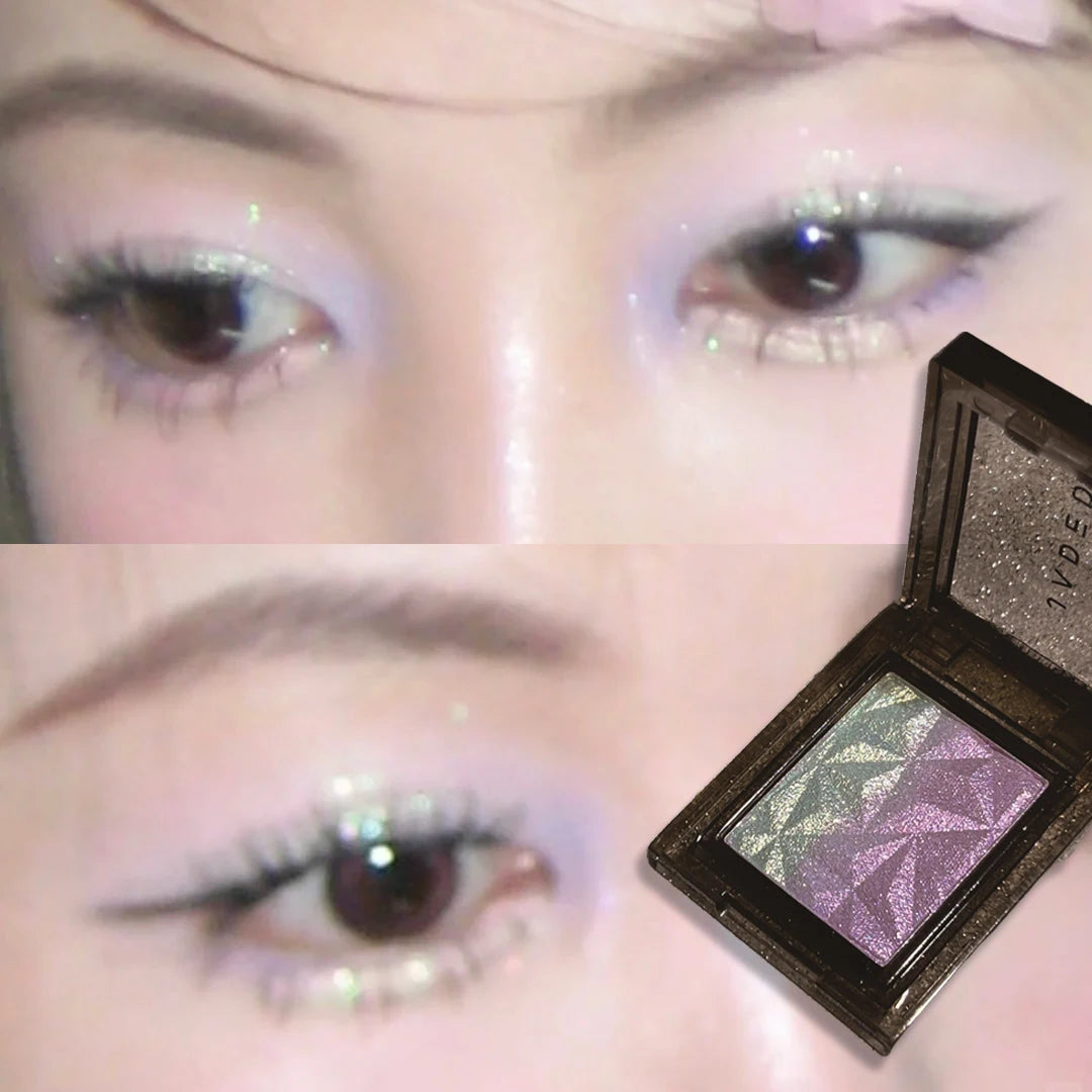 Chameleon Gradient Eyeshadow Palette Glitter Smokey Silver Blue Highlighter Metallic Pearlescent Eyes Makeup Lasting Brightening