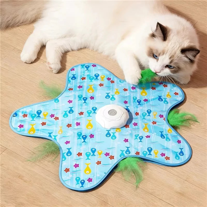 Electric Cat Turntable Automatic Intelligent Cat Funny Stick Sports Consumption Pet Toy Motion Activated Moving Cat Funny Stick