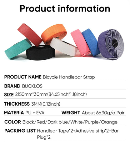 BUCKLOS Bicycle Handlebar Tapes Road Bicycle Handlebar Tape Anti-slip Waterproof Cycling Bar Wrap Road Bike Accessories