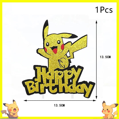 Pokemon Cake Topper Anime Figure Pikachu Party Happy Birthday Pokemon Cake Decoration Supplies Kids Gift