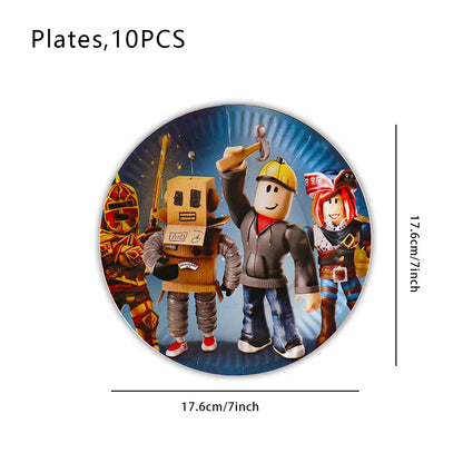 Roblox Boy Kids Set Birthday Party Decorations Tableware Tablecloth Cup Plate Napkin Bags Baby Shower Roblox Party Favor Kits
