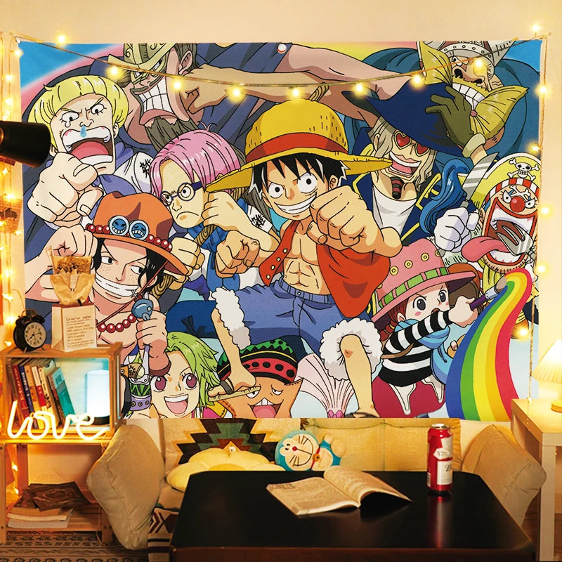One Piece Luffy Anime Wall Tapestry – Room Decor 🏴‍☠️🖼️